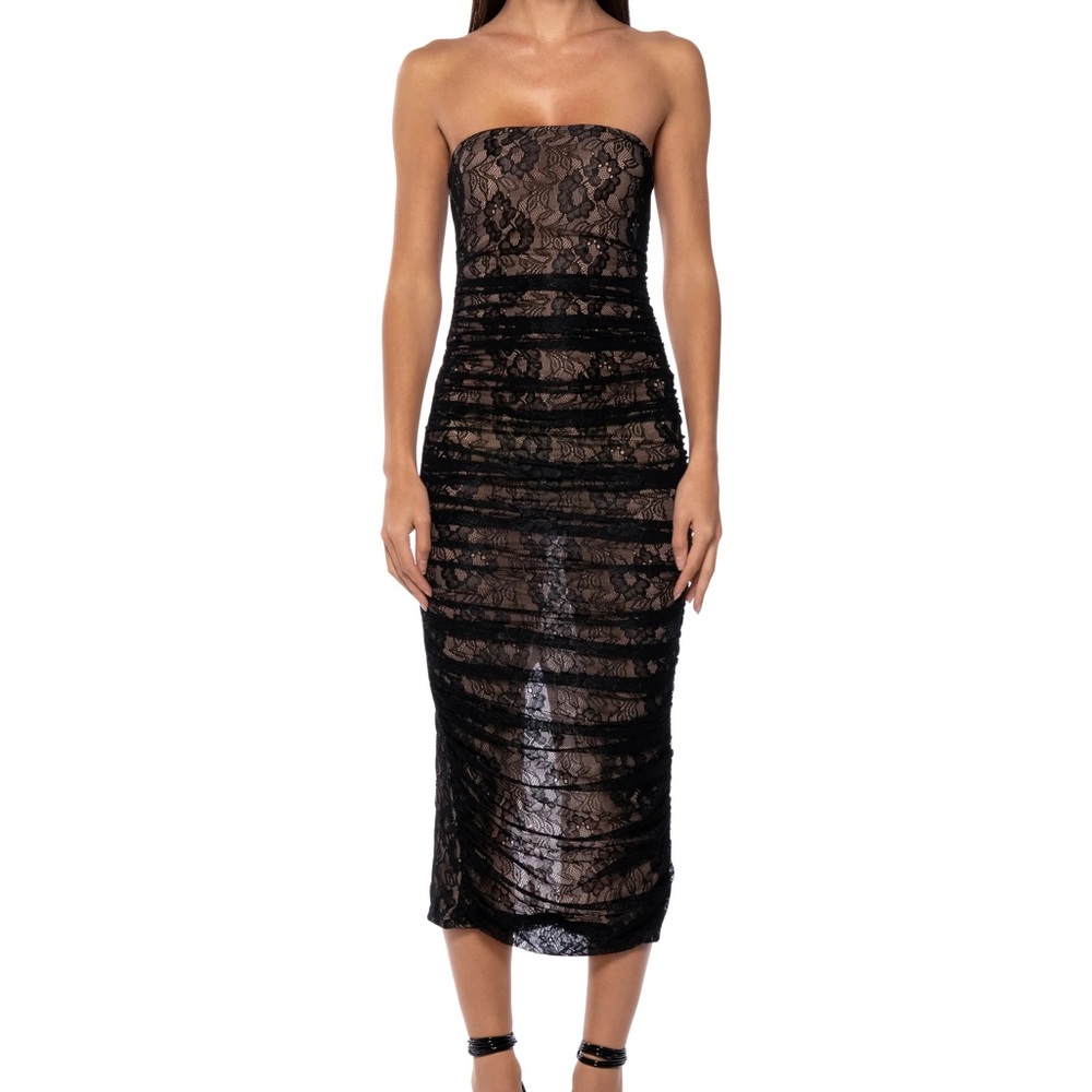 Akira elegant  Black Lace Strapless Dress